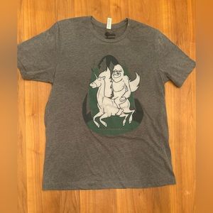 Vintage unicorn Sasquatch triblend t shirt men’s large gray